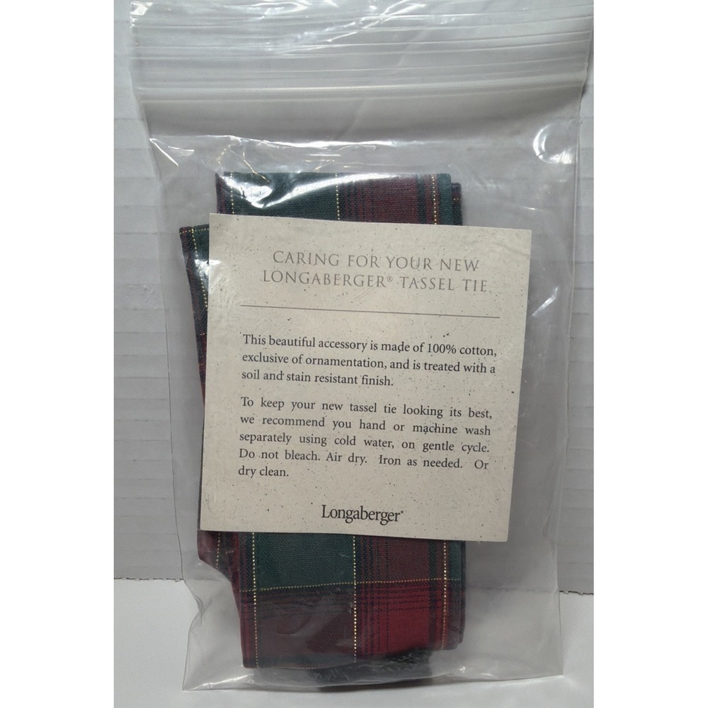 Longaberger 2000 Noel Bell Tassel Tie-Evergreen Plaid